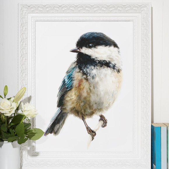 Watercolor Chickadee Bird Portrait Wall Art Print, Unframed - Charming Nature - Picture 7 of 7